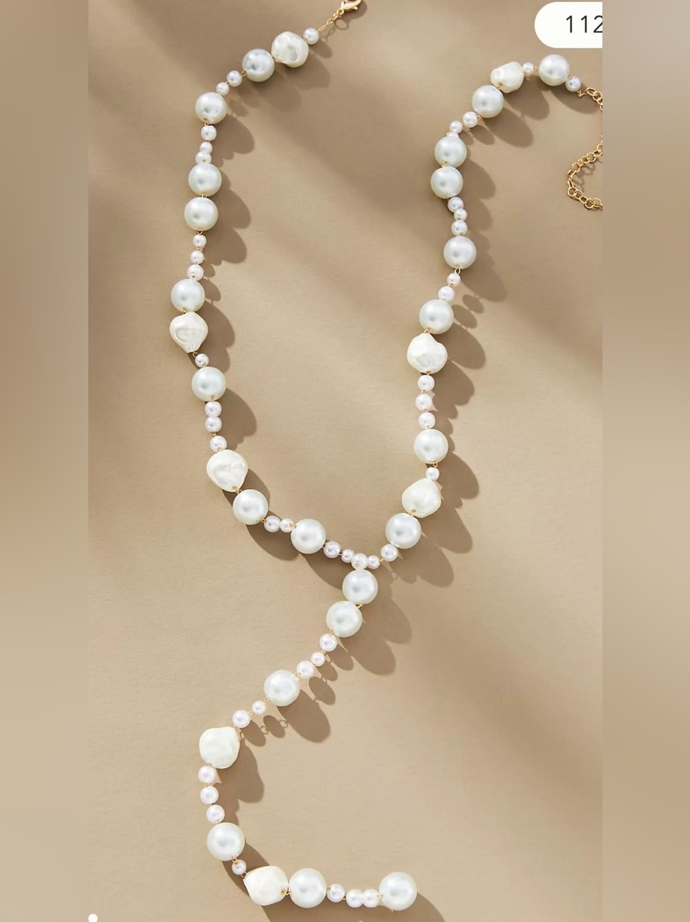 Anthropologie Serefina Gold-Plated Lariat Natural Pearl Necklace. Gorgeous!